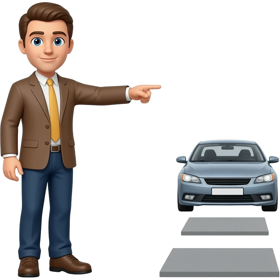 It creates an image of a man standing in the distance pointing towards a car that is really  far emoji