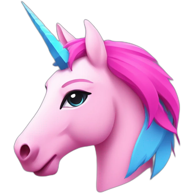Simple minimalistic Warrior Esport Pink style logo, kind unicorn with beautiful big eyes, profile view logo, blue background emoji