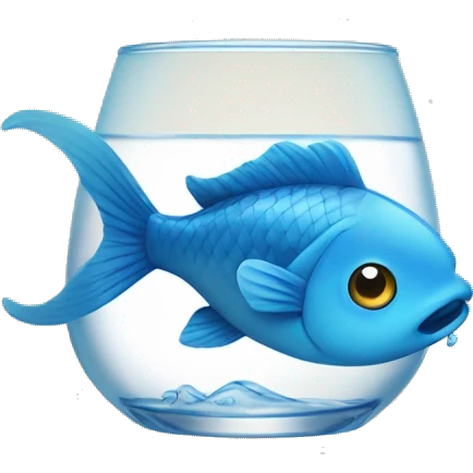a blue fish drinking korean soju emoji