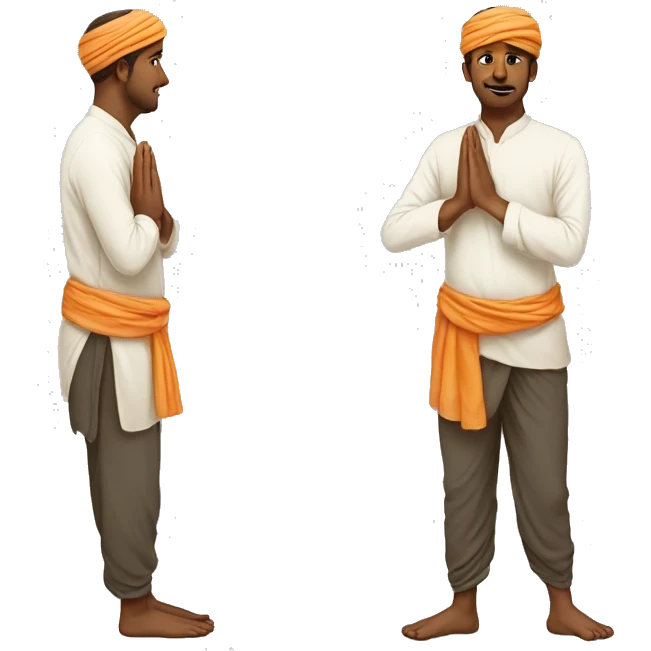 Prostration man with no upper coting and with dhothi emoji