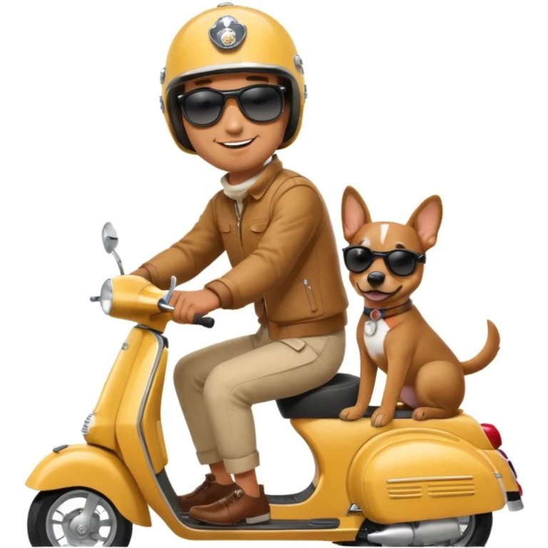 man and his pet dog riding a vespa emoji
