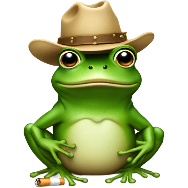 Frog wearing a cowboy hat with a cigarette  emoji