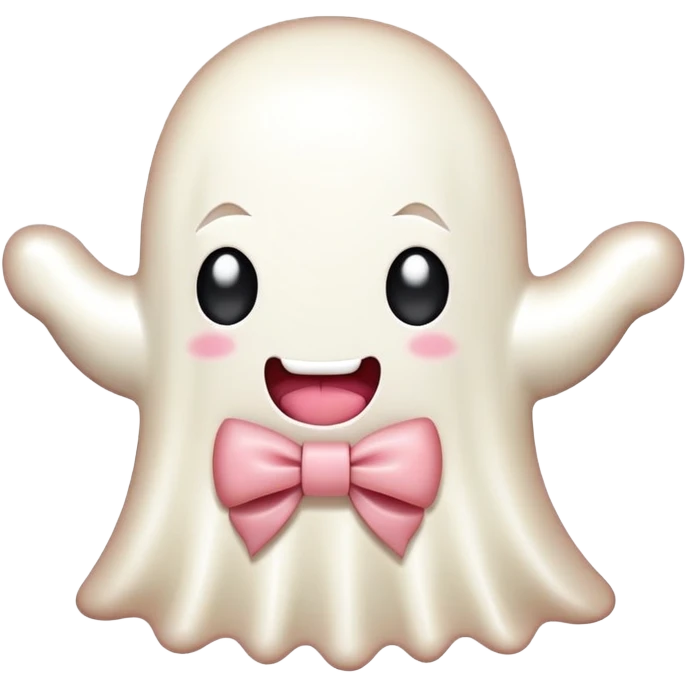 SPAM MEAT kawaii ghost EMOJI with bow emoji