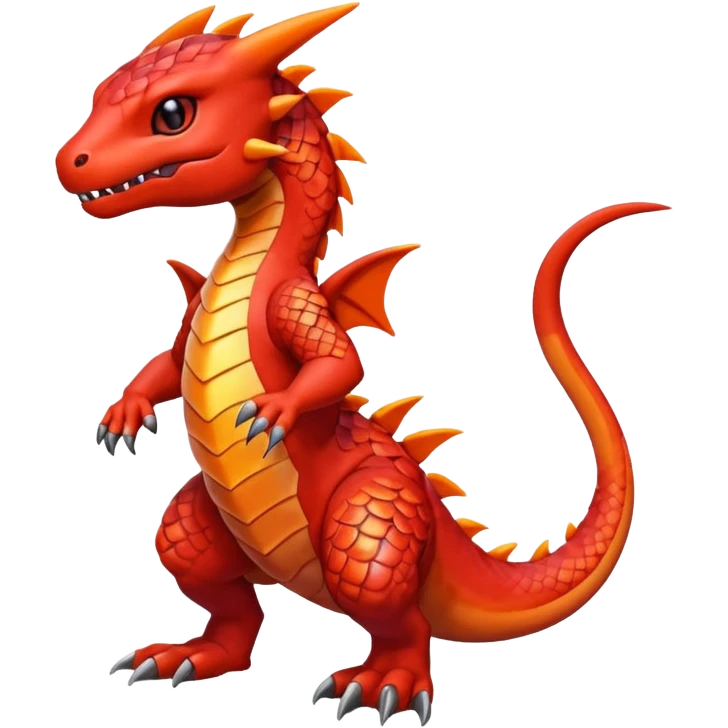 Cute Shiny Colorful Guilmon-Salandit-Fakémon-hybrid-creature (full body)  emoji