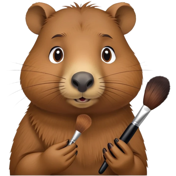 Capybara applying makeup emoji