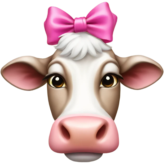 Cow wearing pink bow on head emoji