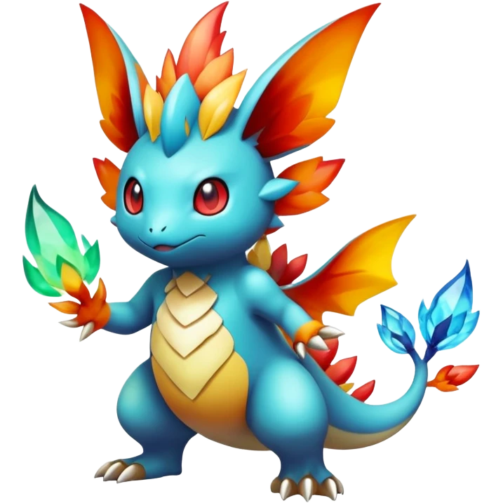 Elemental magical colorful exotic animesque Pokémon-Fakémon-creature, (full body) emoji