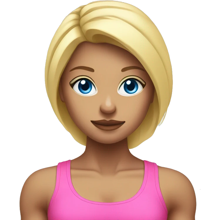 girl working out blue eye blonde hair lifting weights in pink outfit emoji