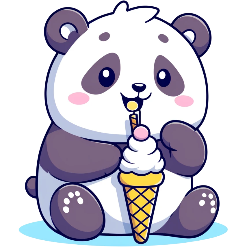 Panda eating ice cream emoji