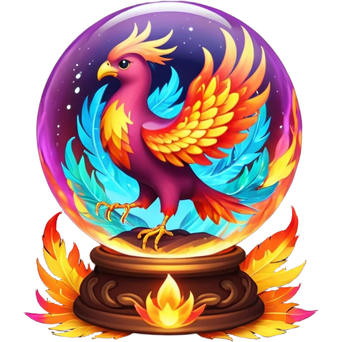 A phoenix inside a transparent crystal ball emoji