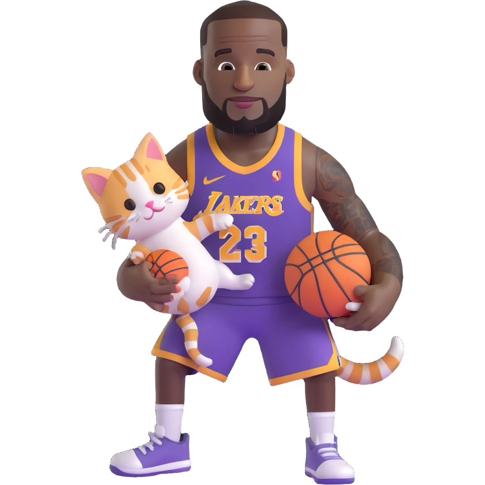 LeBron James handing a kitten and a basketball emoji