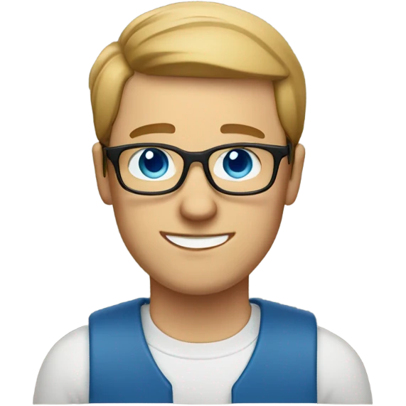  White guy with blue eyes square glasses and straight light brown  and laptop  emoji