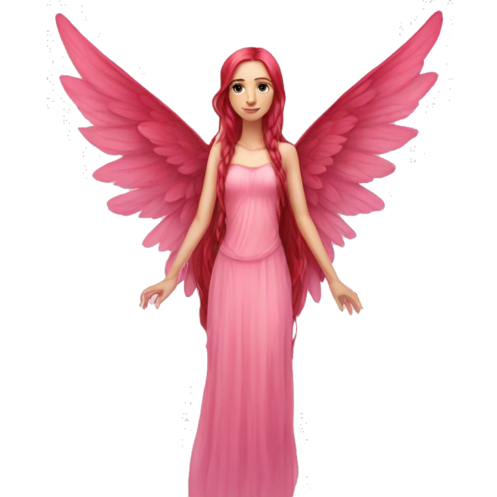 big wings, rose, pink, Beautiful, fairy, red, long hair emoji
