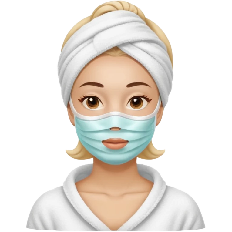 Lady with face mask spa beauty full face relaxing hot emoji