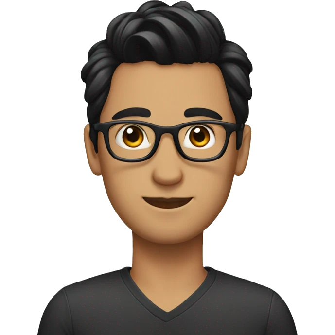 a guy with dark hair with high bun with glasses emoji