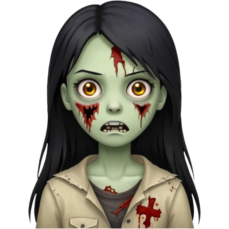 zombie girl with black long straight hair emoji