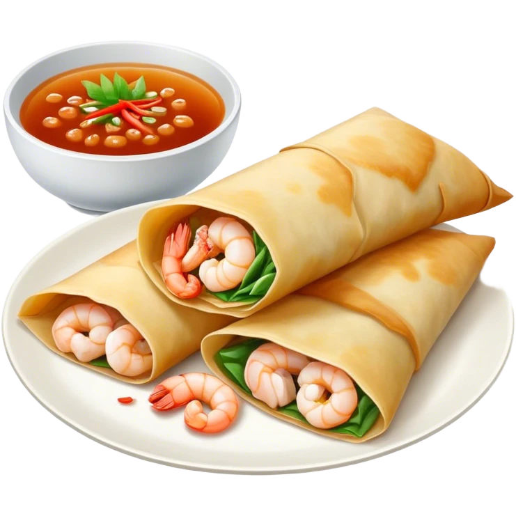 Bánh Xèo Cinematic Realistic Bánh Xèo Dish Emoji, depicted as a crispy, folded crepe filled with shrimp and pork, rendered with dynamic textures and vibrant, appetizing lighting. emoji