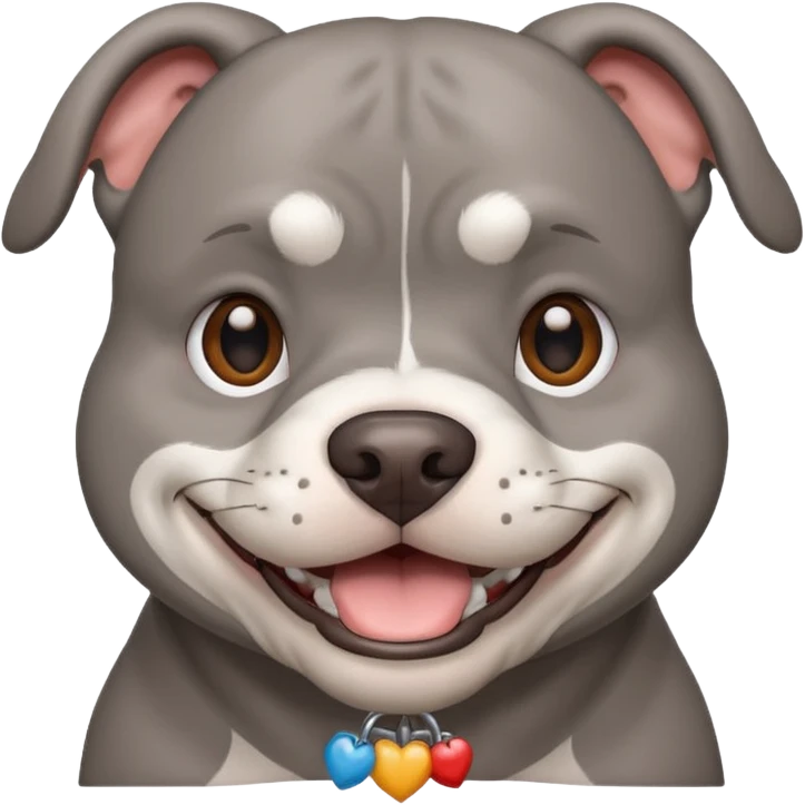 Large solid grey pitbull with an adorable face smiling  emoji