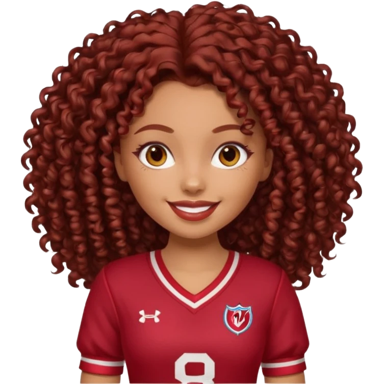 a pretty bratz dusky girl with dark red curly hair and a jersey on emoji