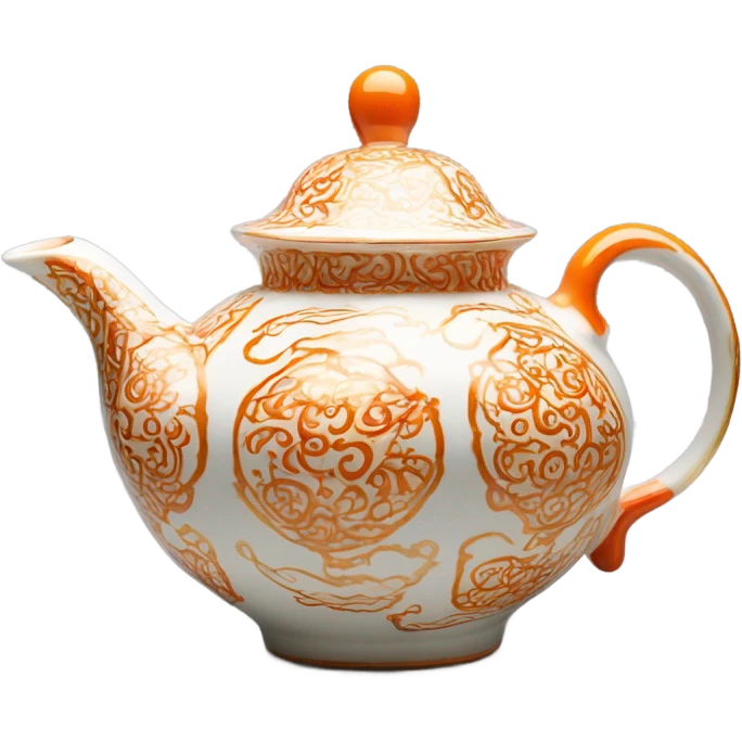 orange and gold detailed porcelain  tea pot  emoji