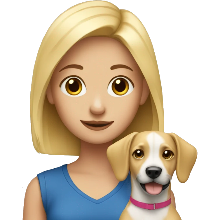 Blonde girl with dog emoji