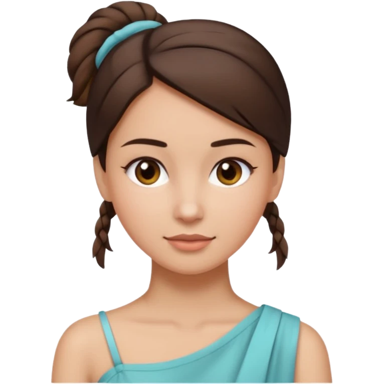 woman tie her brunette hair low and put on one side of shoulder  emoji