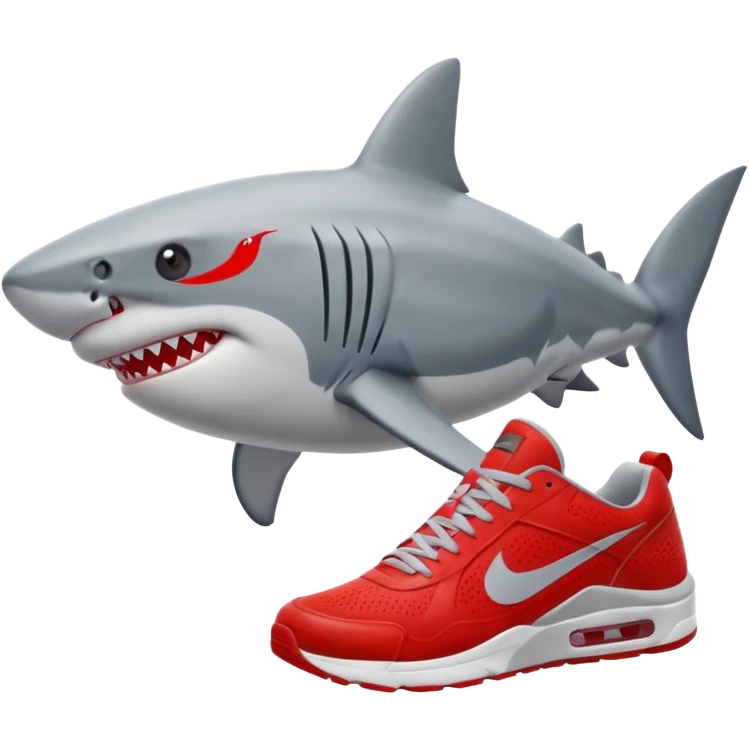 Q se vea más animado el tiburón  q sus tres patas tengan zapatillas nike color rojo emoji