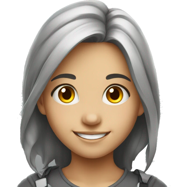 smiling girl portrait on grey emoji