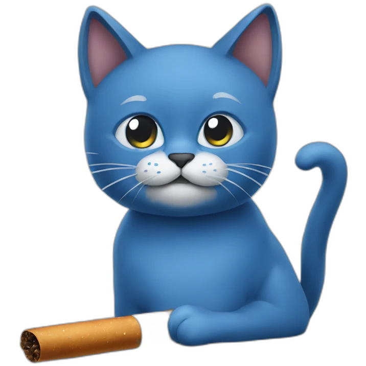 a blue cat smoking  emoji