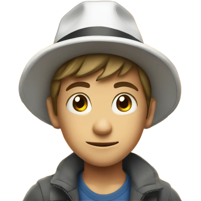 boy in a hat in front of big explosion  emoji