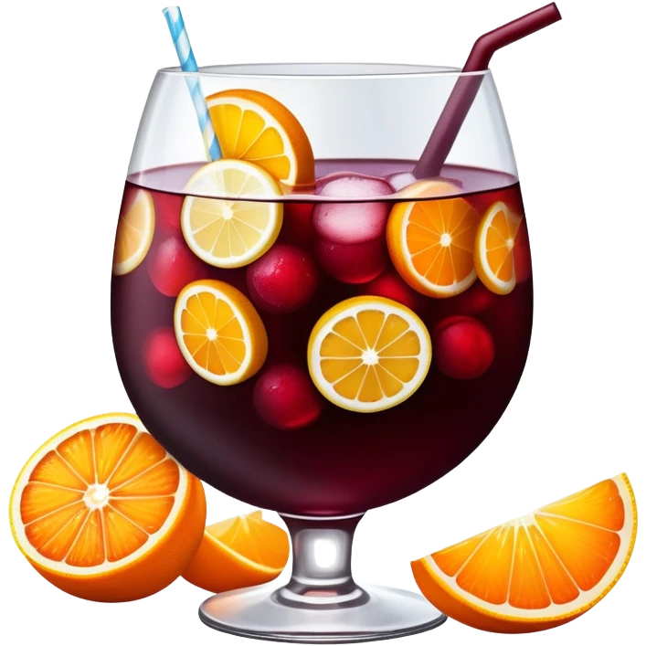 sangria drink with lots of visible ice cubes, wine, fruit slices, extremely cold emoji