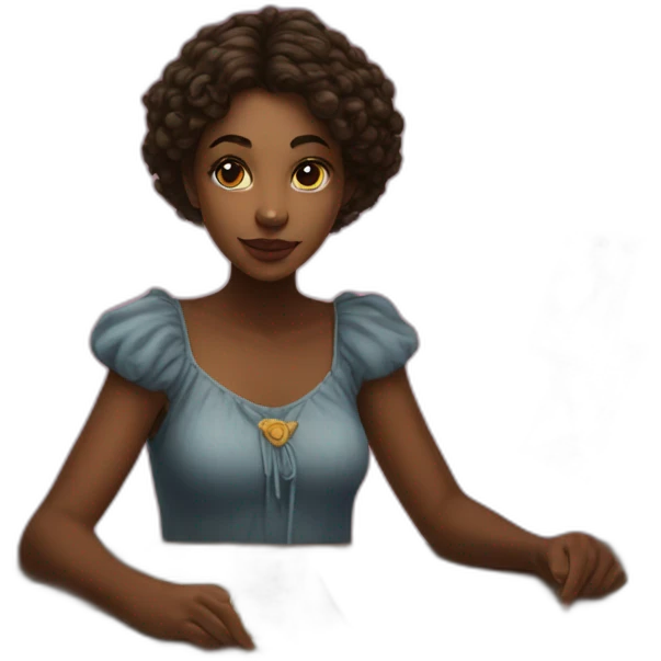 girl stirs a deck of tarot cards emoji