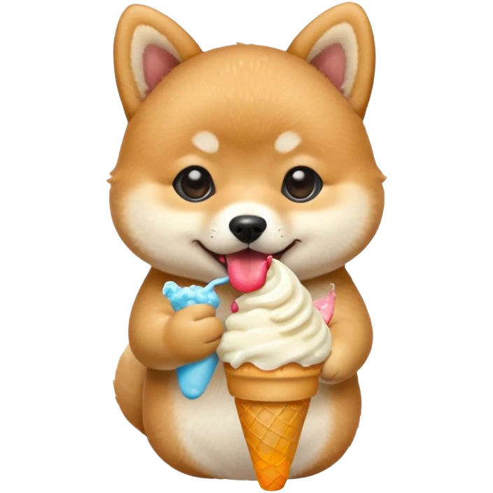 The baby shiba dog with icecream emoji