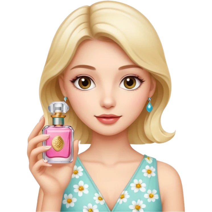 Full body pretty woman holding mini perfume emoji