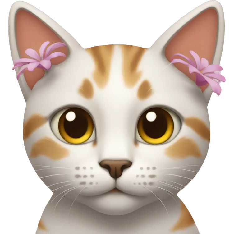 Cat with flower in his right ear emoji