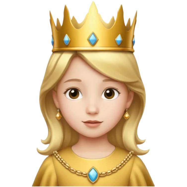 Royal Kid girl with fancy crown head 3d with emoji