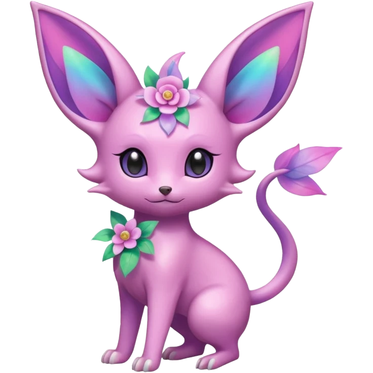 Colorful Floral-Painted Spring-Bloom Iridescent Cute Roserade-Espeon-Fakémon creature (full body) Colorful Floral-Painted Spring-Bloom Iridescent Cute Roserade-Espeon-Fakémon creature (full body) emoji
