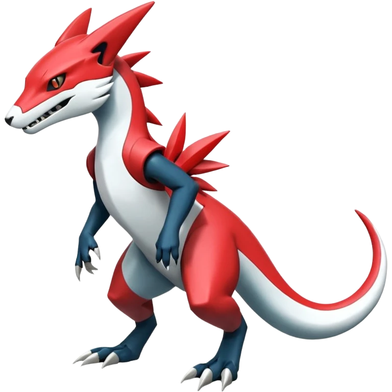 Shiny Cool Futuristic Alloy Smooth Salandit-Zeraora-Lombax-Sergal-Zangoose-Cyclizar-Genesect-Pokémon, full body emoji