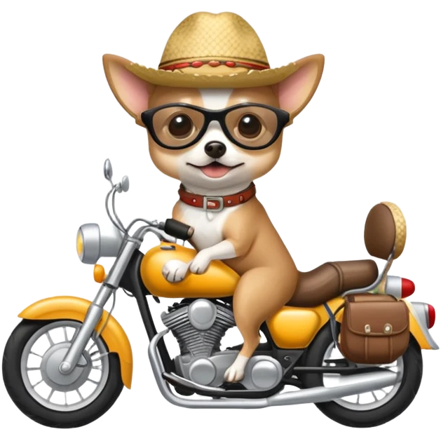 chihuahua montado en una moto emoji