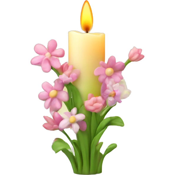 Spring candle with flowers  emoji
