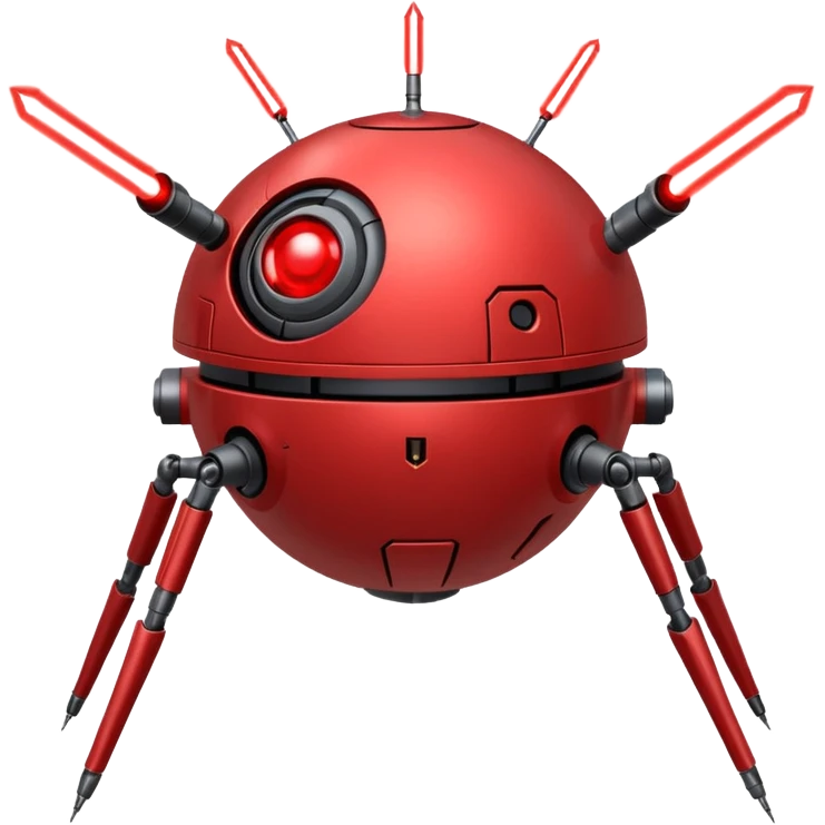 flying orb shaped futuristic targeting droid acquires target and paints with laser. sci-fi war. no propellers  emoji