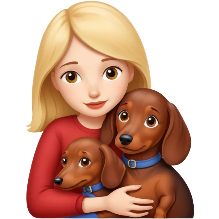 girl hugging dachshund emoji
