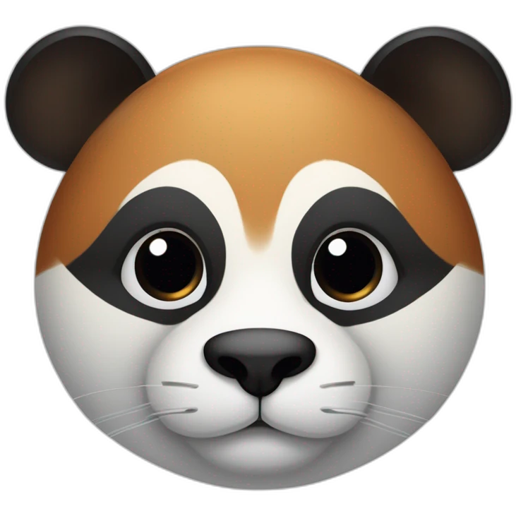 Un chat avec une tâche triangulaire sur le nez et sa bouche de couleur blanche et un pelage de couleur roux et des taches noires comme celle des panda sur chaque œil emoji