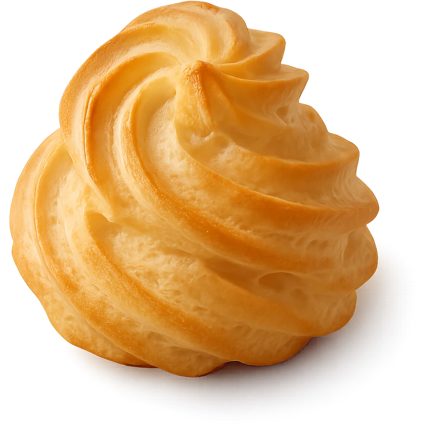 Choux pastry, delicate golden pastry dough, light and airy texture, elegant presentation emoji