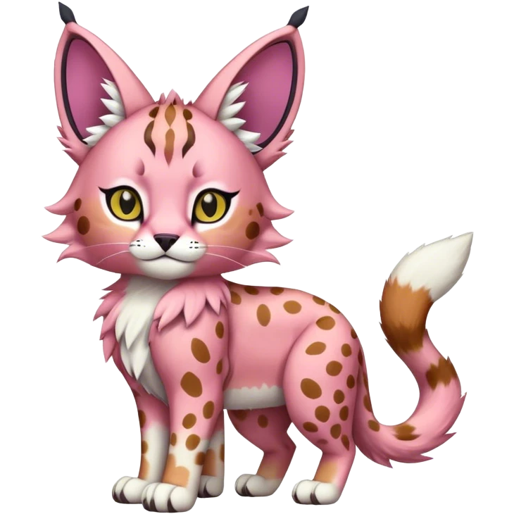 A pink lynx-caracal-serval-fakemon-Digimon-creature-hybrid emoji