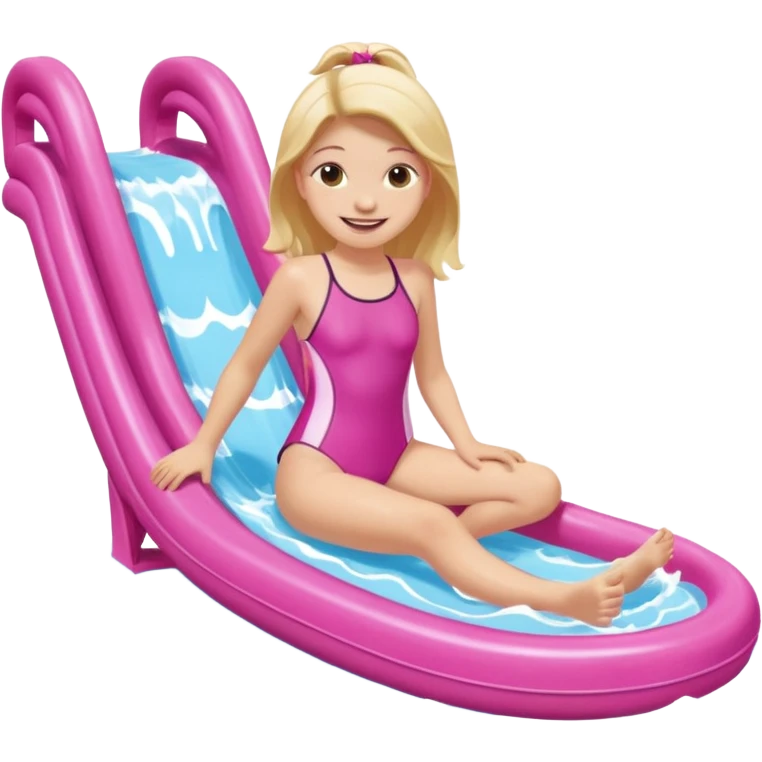 smiling girl on a pink waterslide emoji