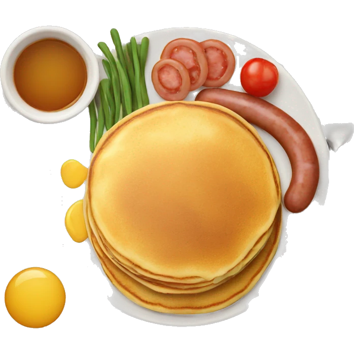 Pancakes, sausages, mixed veggies, beans breakfast emoji