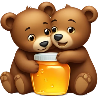 a brown bear cub hugging honey emoji
