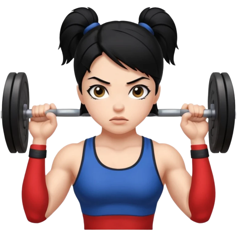 Weightlifting girl with black hair emoji