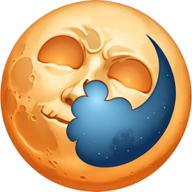 Blue moon with orange  emoji